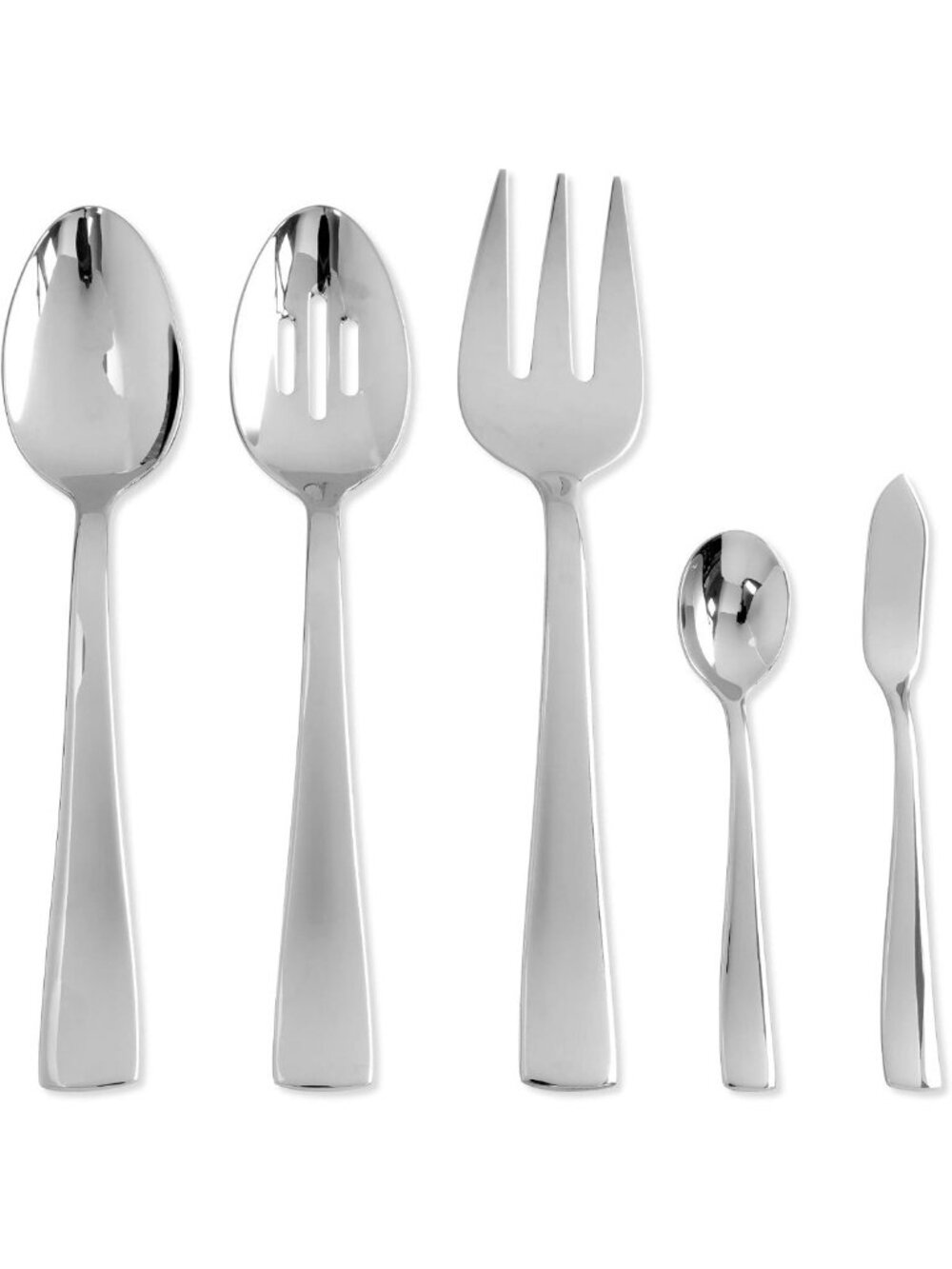 5-Piece Stainless Steel Serving Set - Solid & Slotted Spoon, Fork, Knife, Sugar
